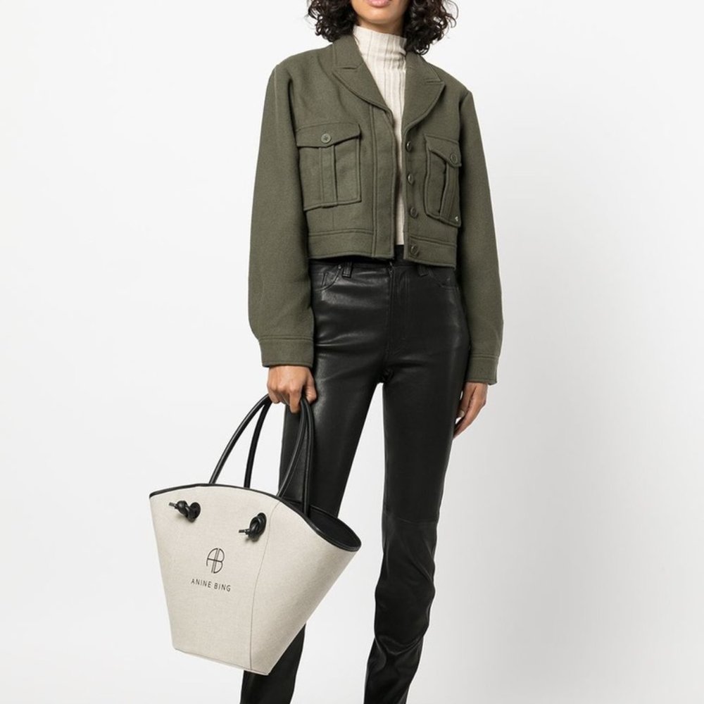 NWT Anine Bing Military Green Cropped Wool "Dallas" Jacket